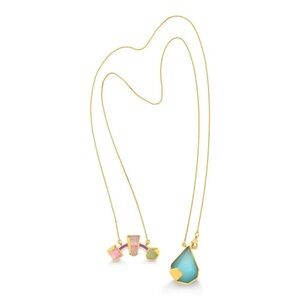 Brand new Maria dolores necklace real stone gem gold plated non-tarnish